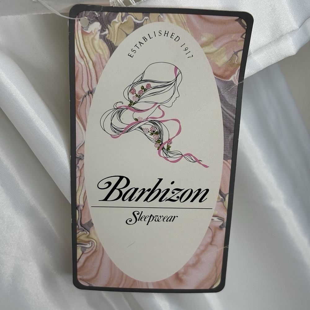 Vintage Barbizon Women's XL Nightgown Lace Cuddleskin Satin NWT White Retro 80s - Picture 9 of 13